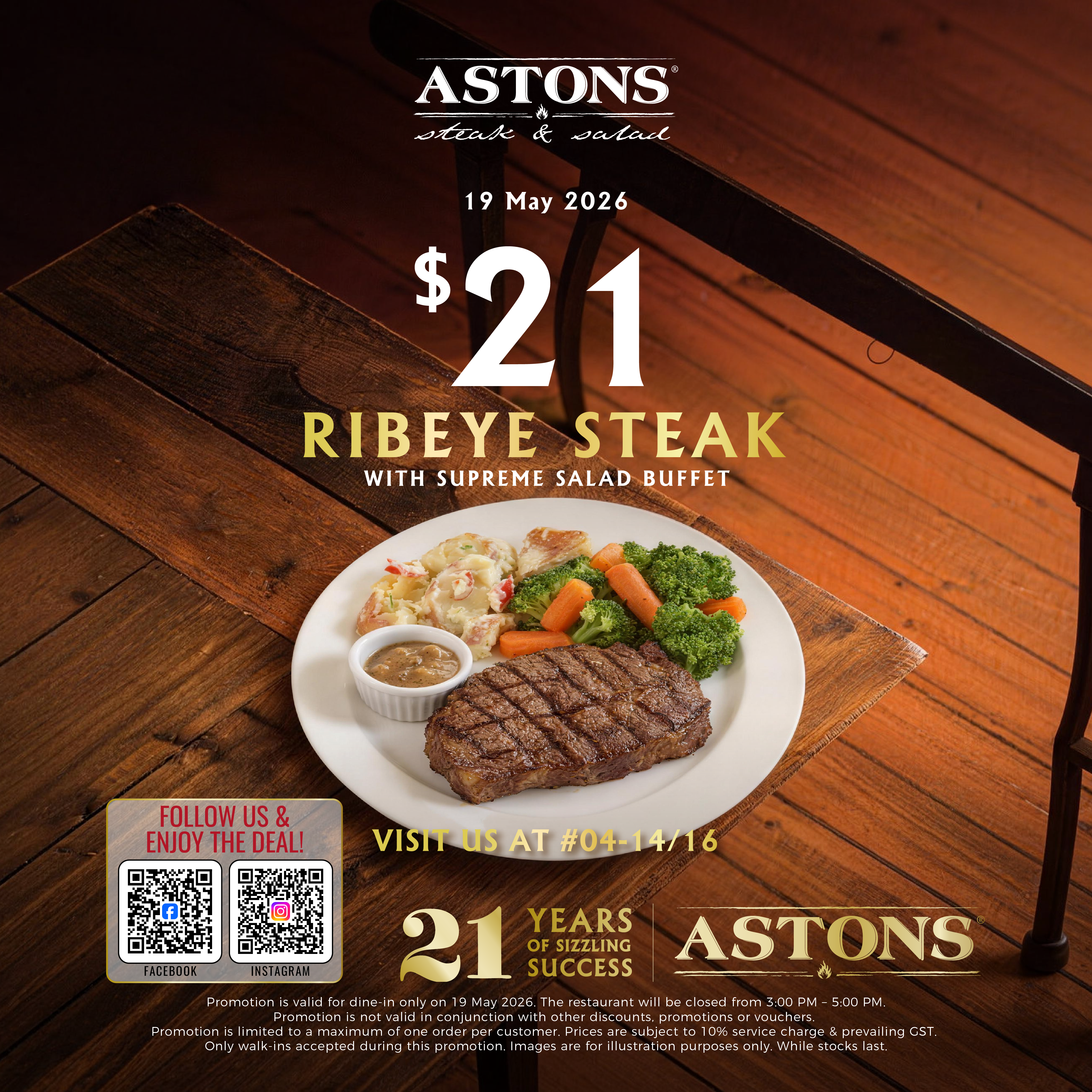 $21 Ribeye Steak with Supreme Salad Buffet